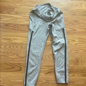 VS Pink Active Gray Athletic Leggings with Black mesh Stripes